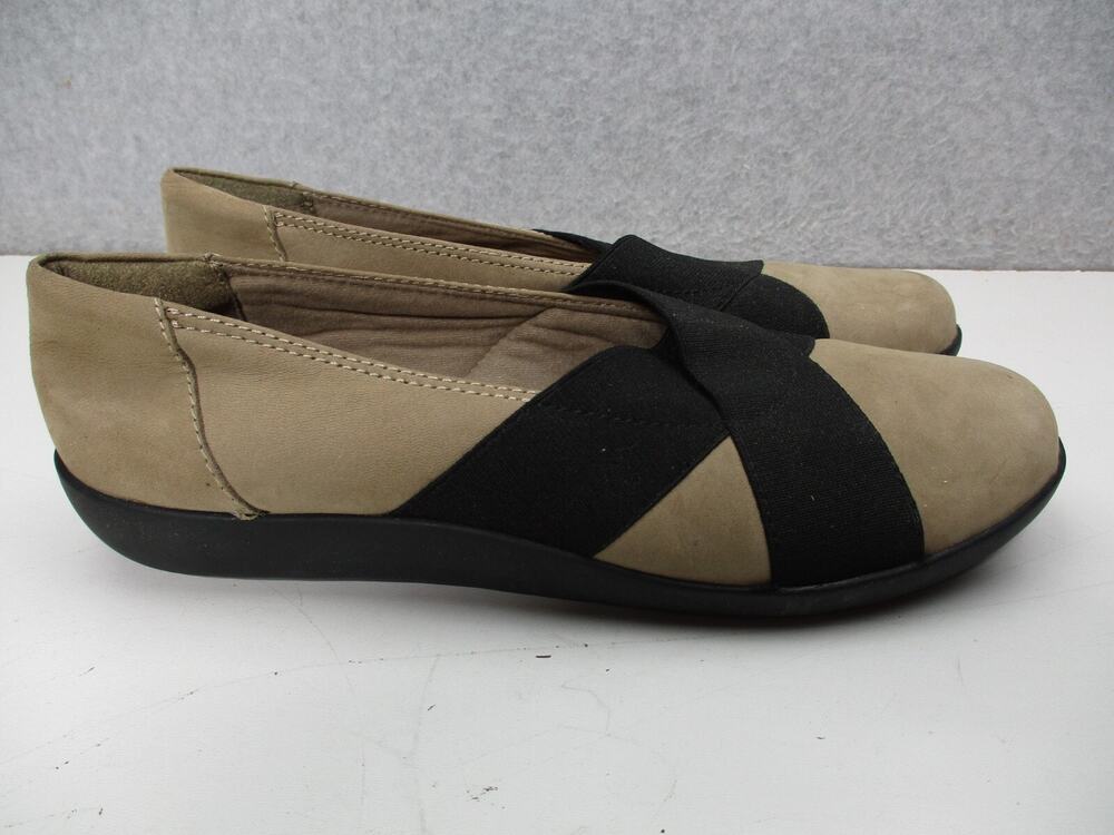 Clarks Medora Jem Flats Womens Sz 9 Tan Brown Slip On Comfort Shoes Loafers
